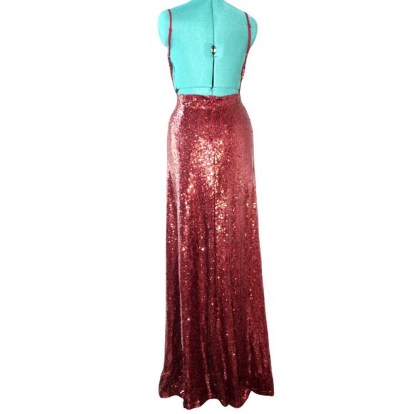 NWT L’Atiste by Amy Sequin Backless Gown  Burgundy Formal Maxi Dress Glam Size M - Picture 4 of 6